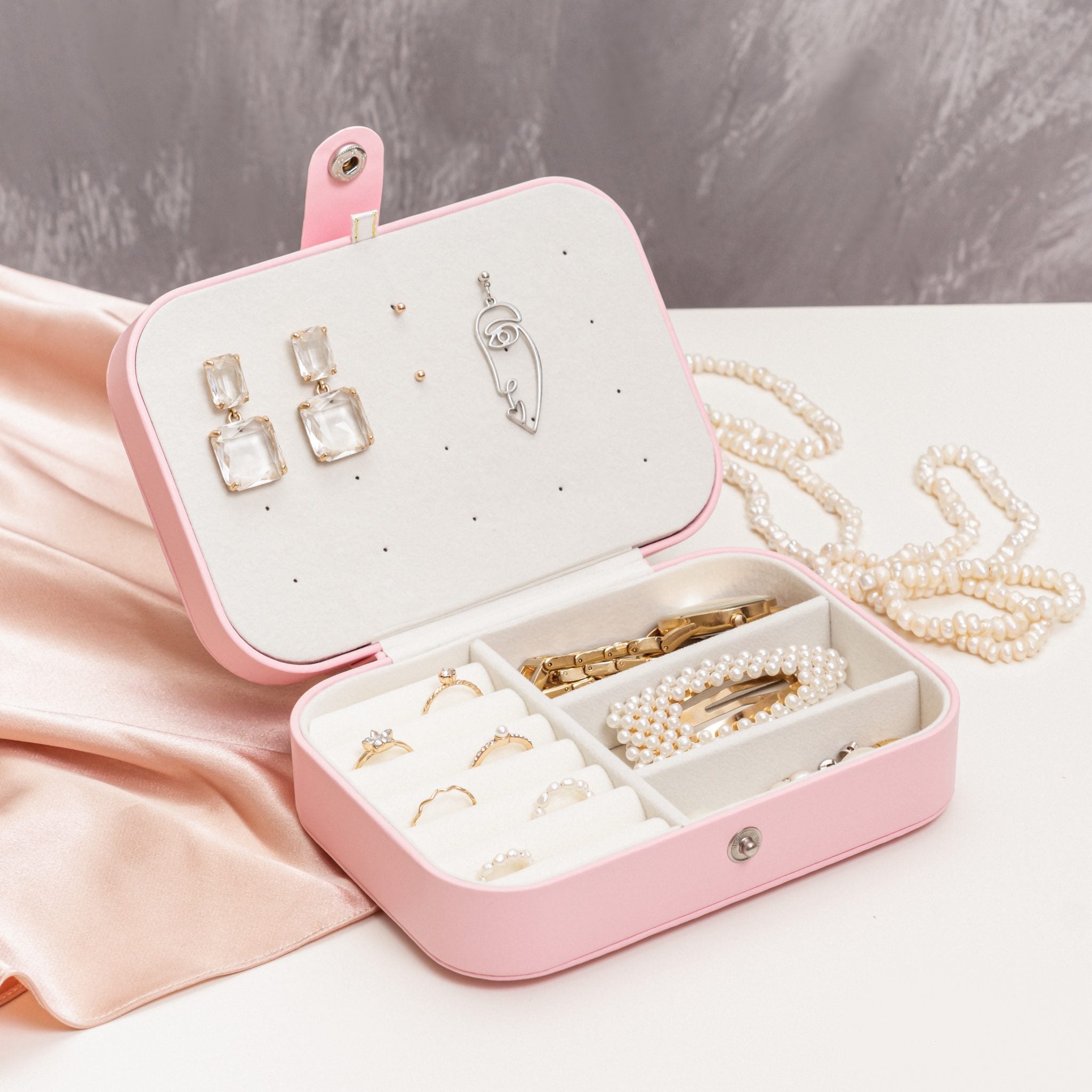 Portable Jewelry Box Organizer Leather Jewellery Ornaments Case Travel  Storage | eBay