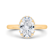 14K Yellow Gold Oval Cut Diamond Solitaire Engagement Ring (Semi-Mount