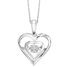 Sterling Silver Rhythm Of Love Diamond Pendant With 7 Diamonds .02Ct Tdw On 18" Sterling Silver Cable Chain