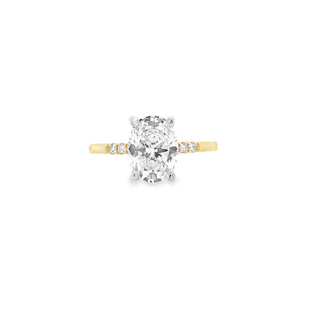 14k Yellow Gold Natural Diamond Under Halo Engagement Ring