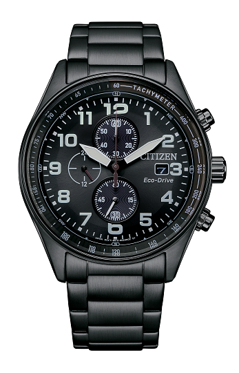 Citizen Eco Drive With Black Conograph Dial and Black Stainless Steel