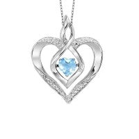 Sterling Silver Rhythm Of Love Heart Necklace With 1 Round Diamond .04