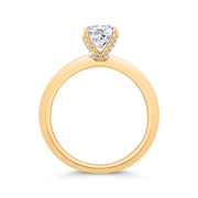 14K Yellow Gold Cushion Cut Diamond Solitaire Engagement Ring (Semi-Mo