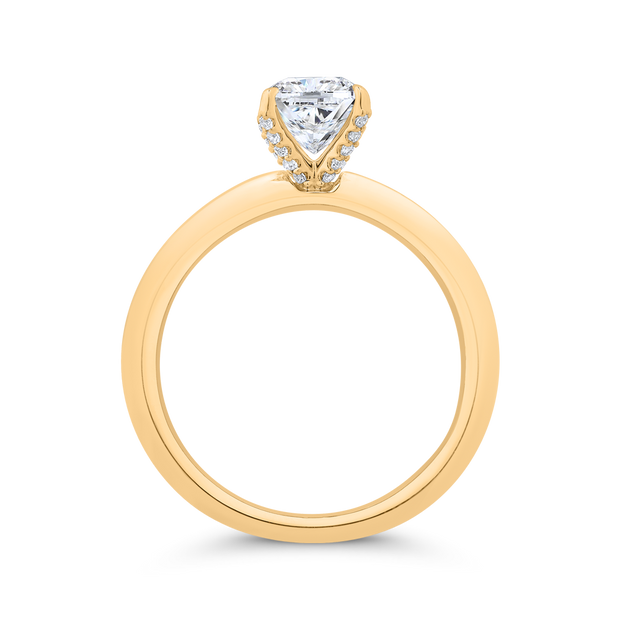 14K Yellow Gold Cushion Cut Diamond Solitaire Engagement Ring (Semi-Mo