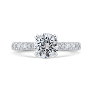 Round Diamond Engagement Ring In 14K White Gold Mounting With 15 Diamo