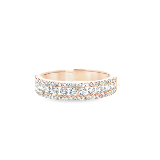 14kt Yellow Gold 3 Row Band With 85 Round Diamonds .75tdw