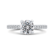 14Kt White Gold Carizza Engagement Ring Set With Round Cz Center And 1