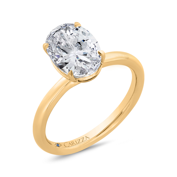 14k Oval Cut Diamond Solitaire Engagement Ring (semi-mount) With 1.00c