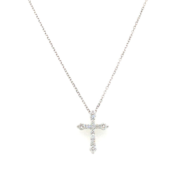 14kt White Gold Cross Pendant With 11 Round Diamonds .25tdw H/I SI1