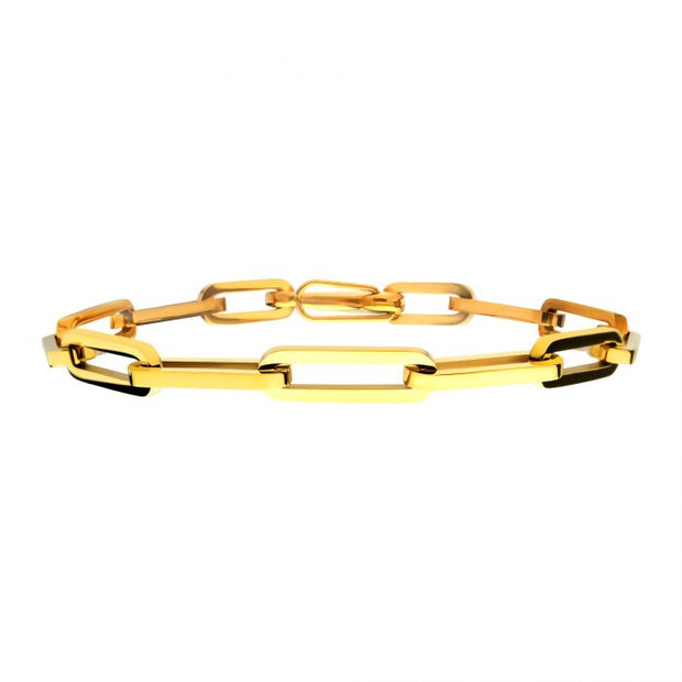 Men's Stainless Steel Gold IP 6mm 8.25" Paperclip Link Chain Bracelet.