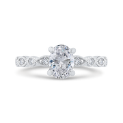 14K White Gold Diamond Engagement Ring Mounting With 8 Diamonds .13 Td