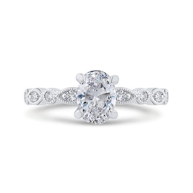 14K White Gold Diamond Engagement Ring Mounting With 8 Diamonds .13 Td