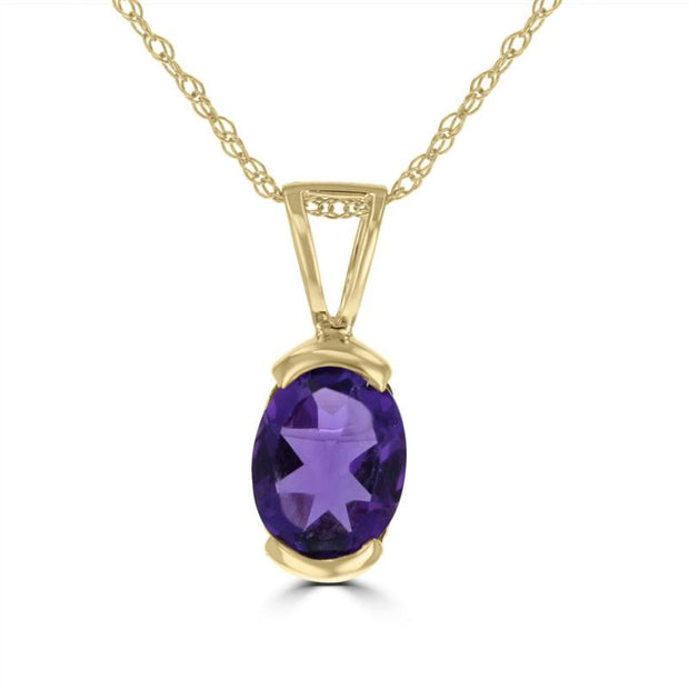 14kt Yellow Gold Pendant With One 6x8 Oval Shaped Amethyst At 1.04tcw