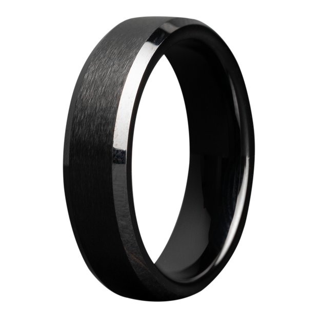 8Mm Black Ceramic Bevel Edge Satin Center Ring Size 11