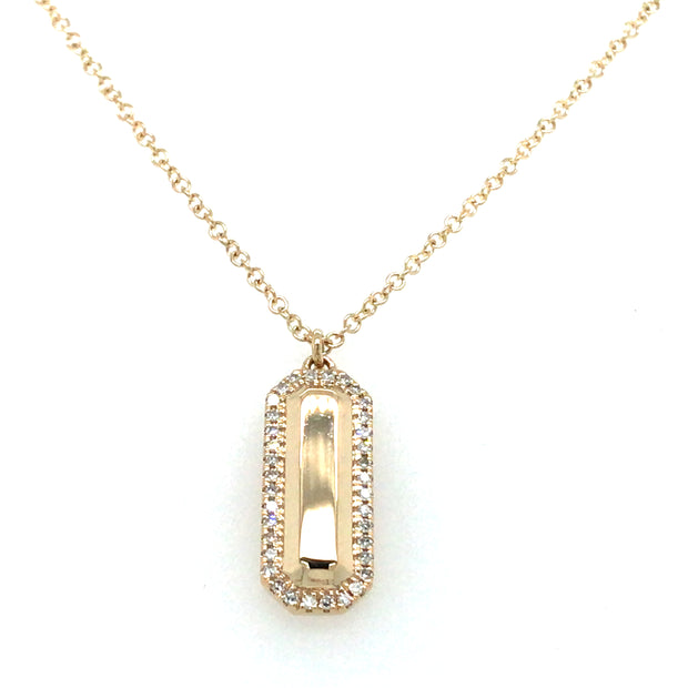 14Kt Yellow Gold Mini Tag Style Pendant With Halo Of 36 Round H/I Si1