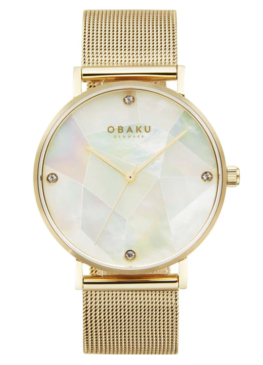 Ladies Obaku Mosaik-Gold Case, Mother of Pearl Dial, and Gold Stainles