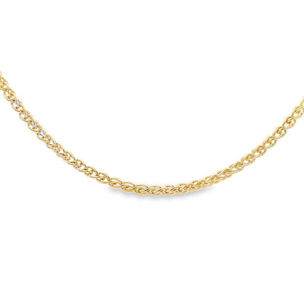 Vintage 14Kt Yellow Gold Braided Wheat Chain 2.2Mm Wide And 22 Inches