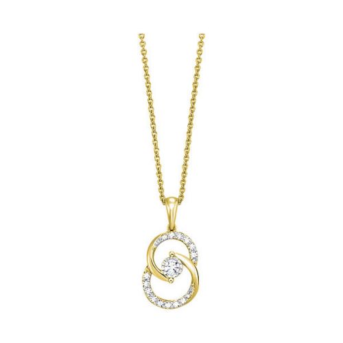 10kt Yellow Gold Locking Circle Pendant With 16 Round Diamonds .25tdw