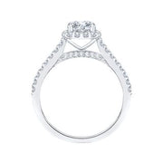 14K White Gold Round Diamond Floral Engagement Ring With Euro Shank Mo