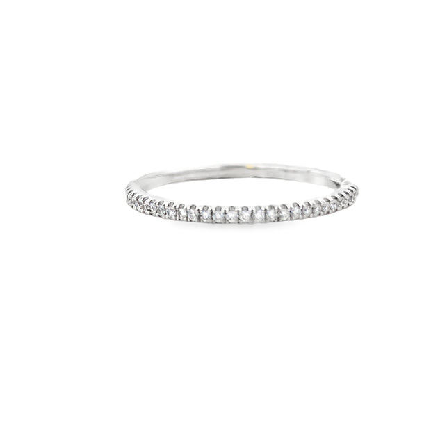 14K White Gold Diamond Wedding Band With 28 Round Diamonds .12Ct Tdw Si1 GH, Size 6 Goes With Engagement Ring 100-935