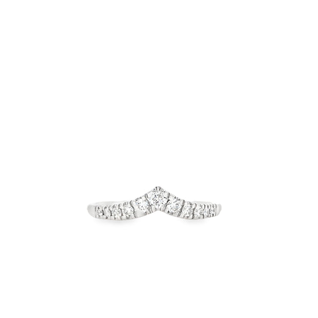 14kt White Gold Chevron Band With 11 Round Diamonds .25tdw H/I I2