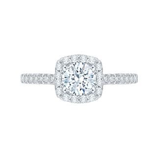 14K White Gold Round Diamond Floral Engagement Ring With Euro Shank Mo