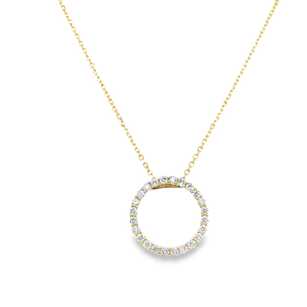 14kt Yellow Gold Circle Pendant With 24 Round Diamonds .33tdw H/I SI1