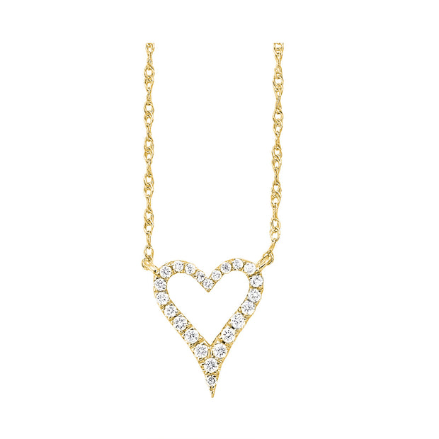 10kt Yellow Gold Heart Pendant With 23 Round Diamonds .10tdw H/I I2