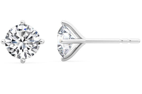 14kt White Gold Lab Grown 3 Prong Diamond Studs .52tdw E/F VS1