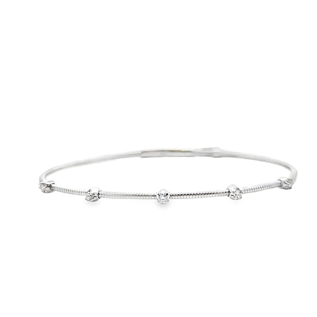 14kt White Gold Bangle With 5 Round Diamnds At .13tdw I1 H/I