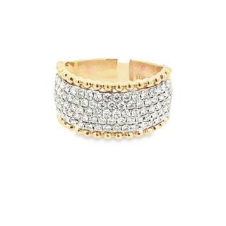 14Kt Tu-Tone Pave' Set Wide Diamond Fashion Ring SI2 G-H 1.25TDW