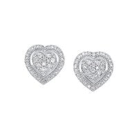 Sterling Silver Heart Earrings With 58 Round Diamonds .20tdw GH SI3