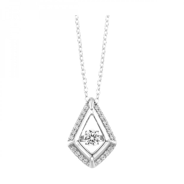 Sterling Silver Kite Shaped Pendand With CZ's