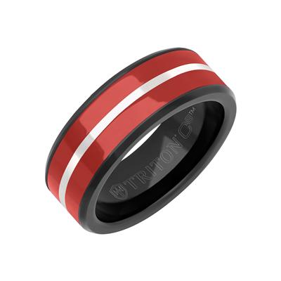 8MM Tungsten Carbide Ring - Ceramic C8 Inlay with Center Line and Brok