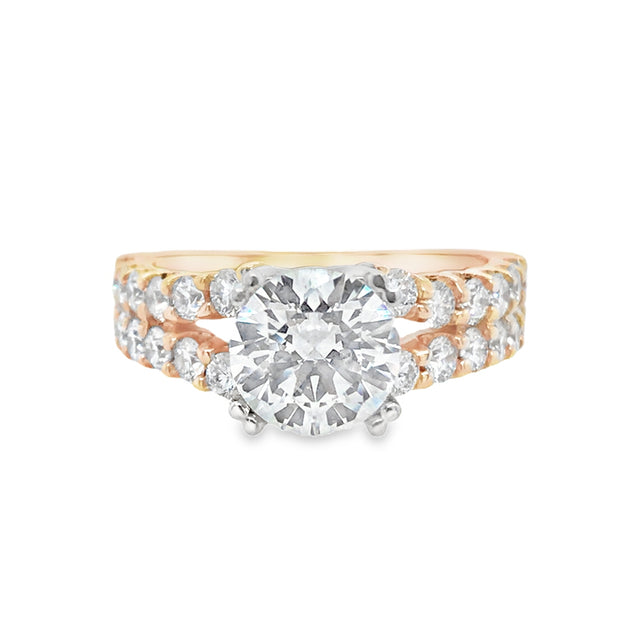 14k Yellow Gold Split Shank Natural Diamond Engagement Ring