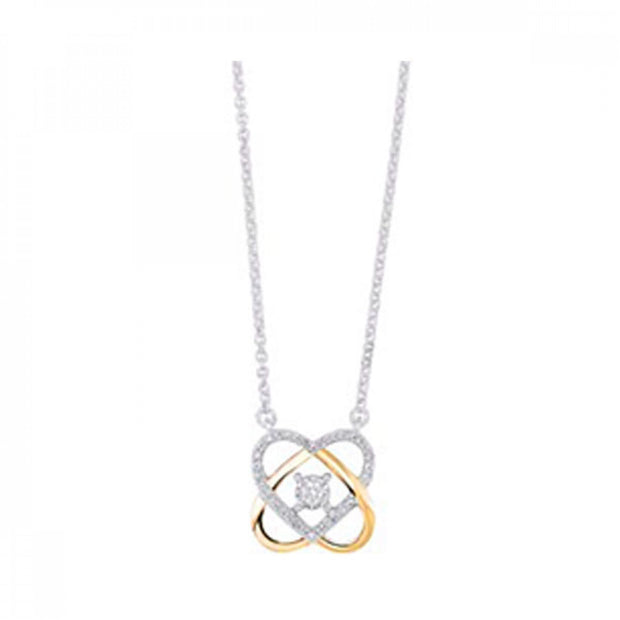 10kt Two Tone Love's Crossing Pendant With 32 Round Diamonds .08tdw H/