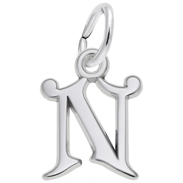 Sterling Silver Charm, Initial-N