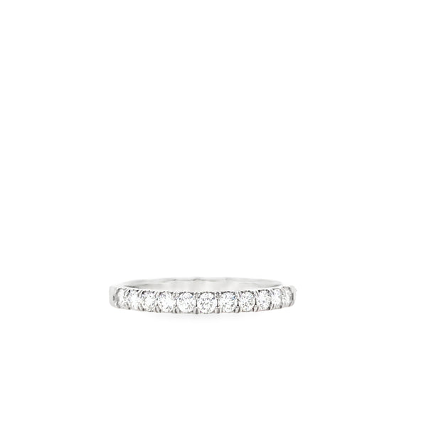 14Kt White Gold Diamond Band With 11 Share Prong Set Round Diamonds .31Ct Tdw FG SI3 I1