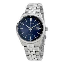 Men's Citizen Stainless Steel Eco Drive Watch With Blue Dial With Silv