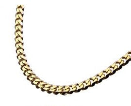 Men's Stainless Steel 18K Gold Plated Diamond Cut Curb 8mm Chain with