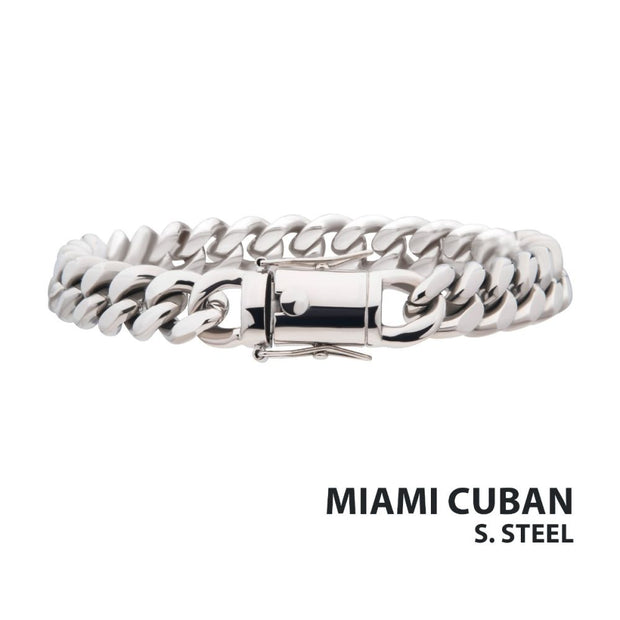 8mm Steel Miami Cuban Chain Bracelet 8.5 Inch