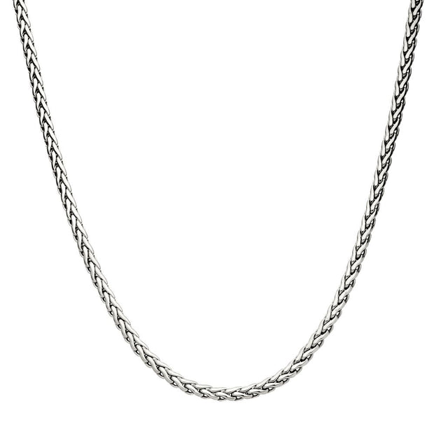 Stainless Steel 5mm High Polished Spiga Wheat Chain 24 Inch