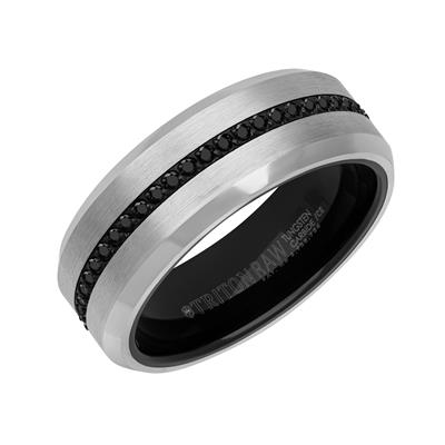 8MM Tungsten Carbide Ring - Eternity Black Heat-Treated Sapphires and