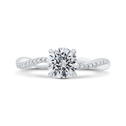 14K White Gold Diamond Engagement Ring Mounting With 21 Diamonds .10 T