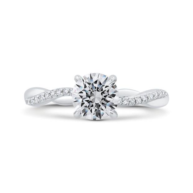 14K White Gold Diamond Engagement Ring Mounting With 21 Diamonds .10 T