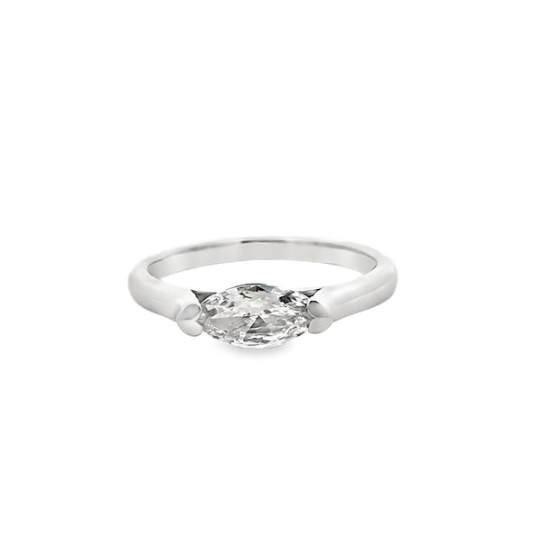 14kt White Gold RIng With 1 - .63ct Marquise Cut Diamond I1 J