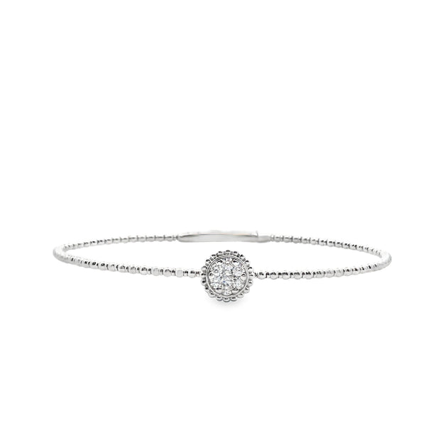 14kt White Gold Bangle With A Halo Made With 7 Round Diamonds At.29tdw