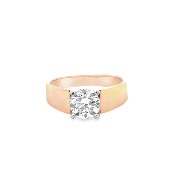 Lady's 14kt Yellow Gold Engagement Ring With One 1.00Ct Round K Si2 Di