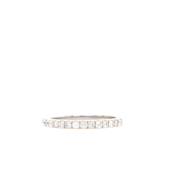 14Kt White Gold Wedding Band With 16 Round Brilliant Diamonds .33 Ct Tdw Si2 GH. Goes With Engagement Ring 100-590.