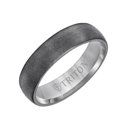 6mm Tantalum Brush Finish Flat Edge Contemporary Wedding Band